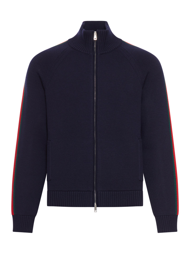 WOOL JACKET WITH ZIP AND SIDE WEB BAND