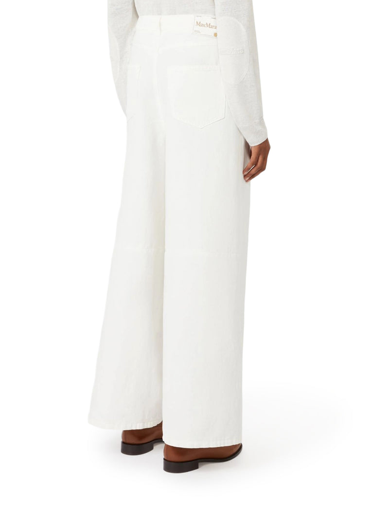 WIDE COTTON AND LINEN TROUSERS