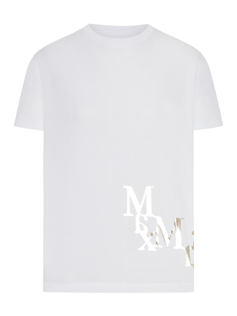 COTTON T-SHIRT WITH CONTRASTING SIDE LOGO