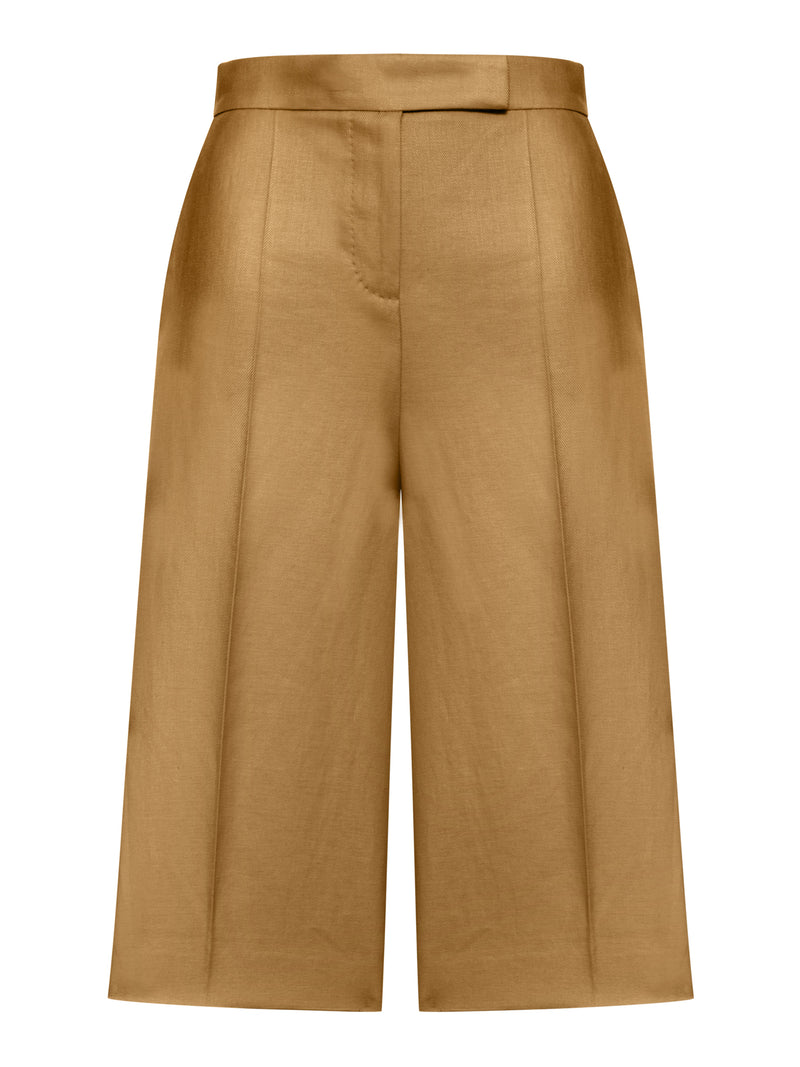 KAKI LINEN BERMUDA SHORTS