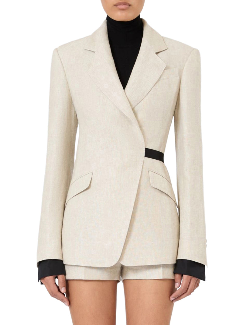 DOUBLE-BREASTED LINEN DRILL BLAZER