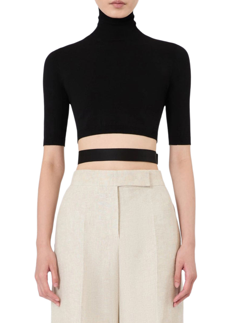 CROP TURTLENECK IN STRETCH FABRIC