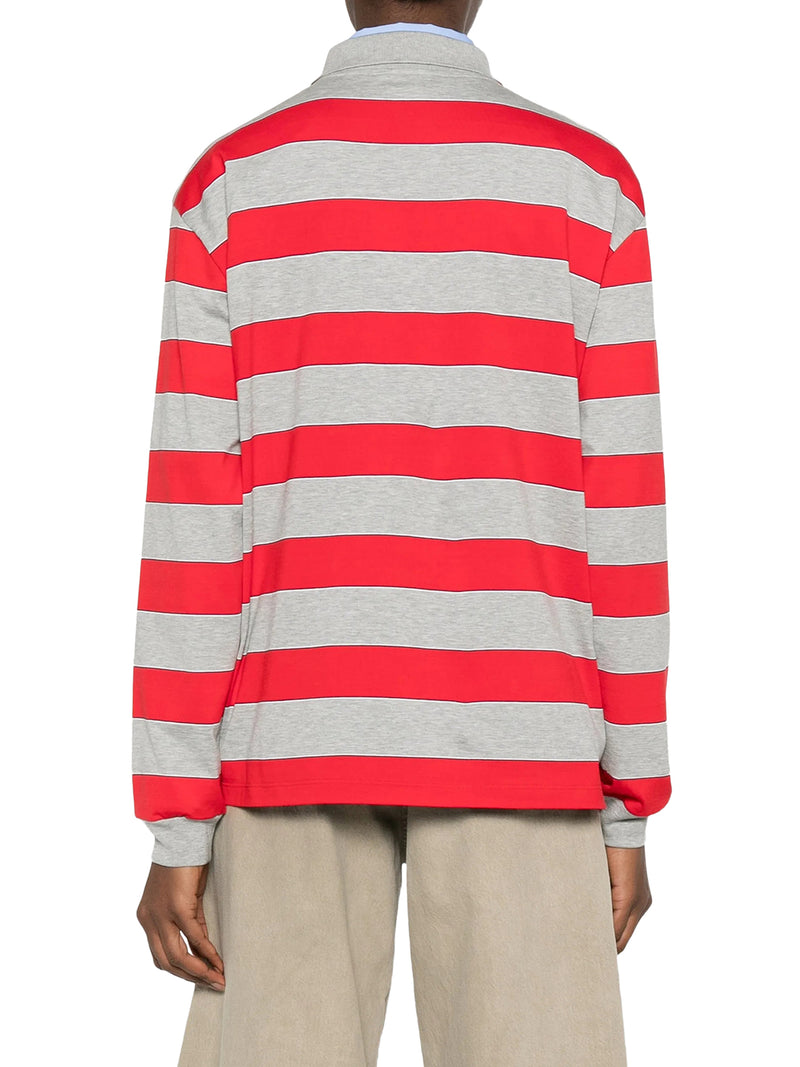 STRIPED COTTON JERSEY POLO SHIRT WITH LOGO PATCH