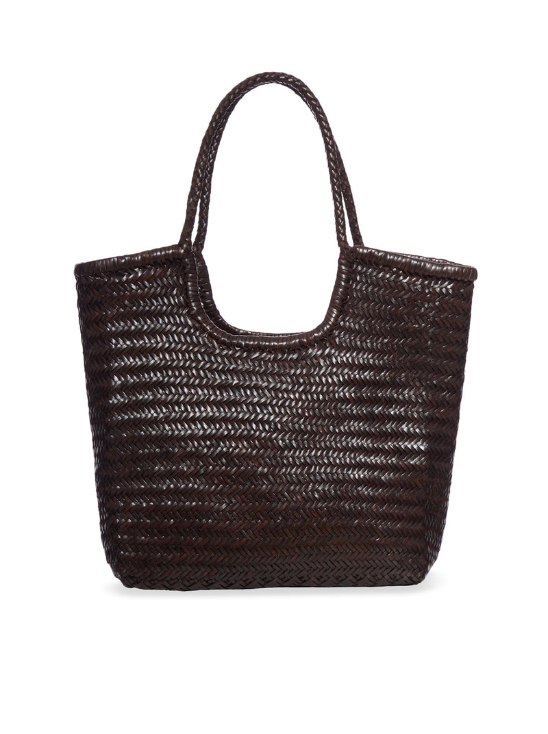 NS DIAGONAL LEATHER TOTE BAG