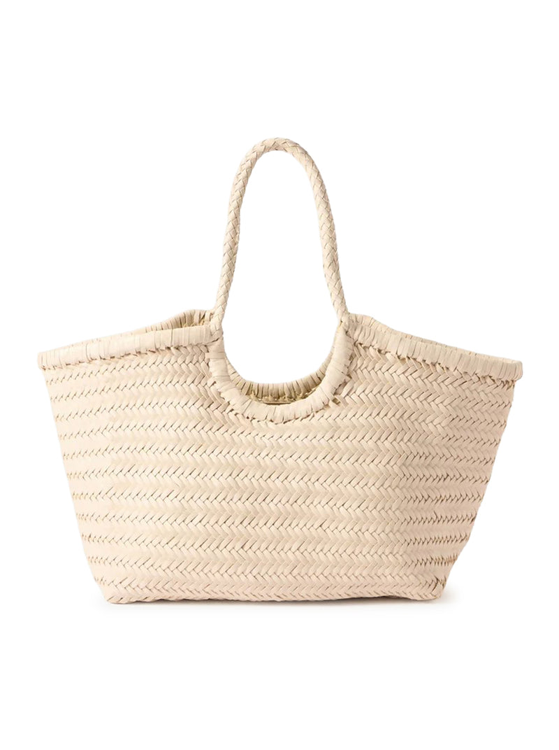 NANTUCKET BIG TOTE BAG IN WOVEN LEATHER SAND