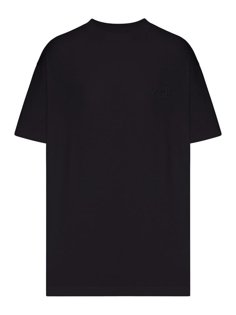 BLACK JERSEY T-SHIRT WITH EMBROIDERY