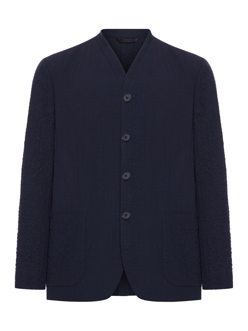 SINGLE-BREASTED JACKET IN LYOCELL AND FROISSÉ SILK