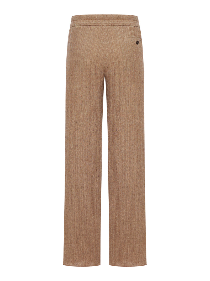 SINGLE-PLEATED TROUSERS IN MOULINÉ JACQUARD LINEN