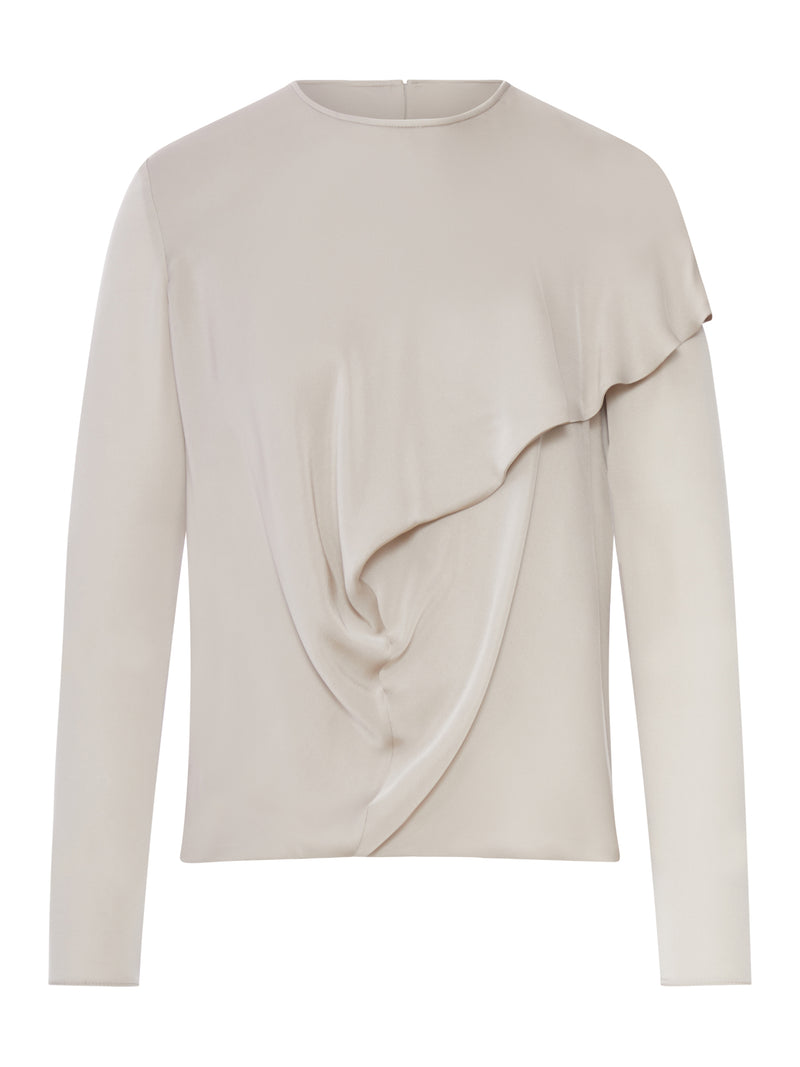 DRAPED SILK CHARMEUSE BLOUSE
