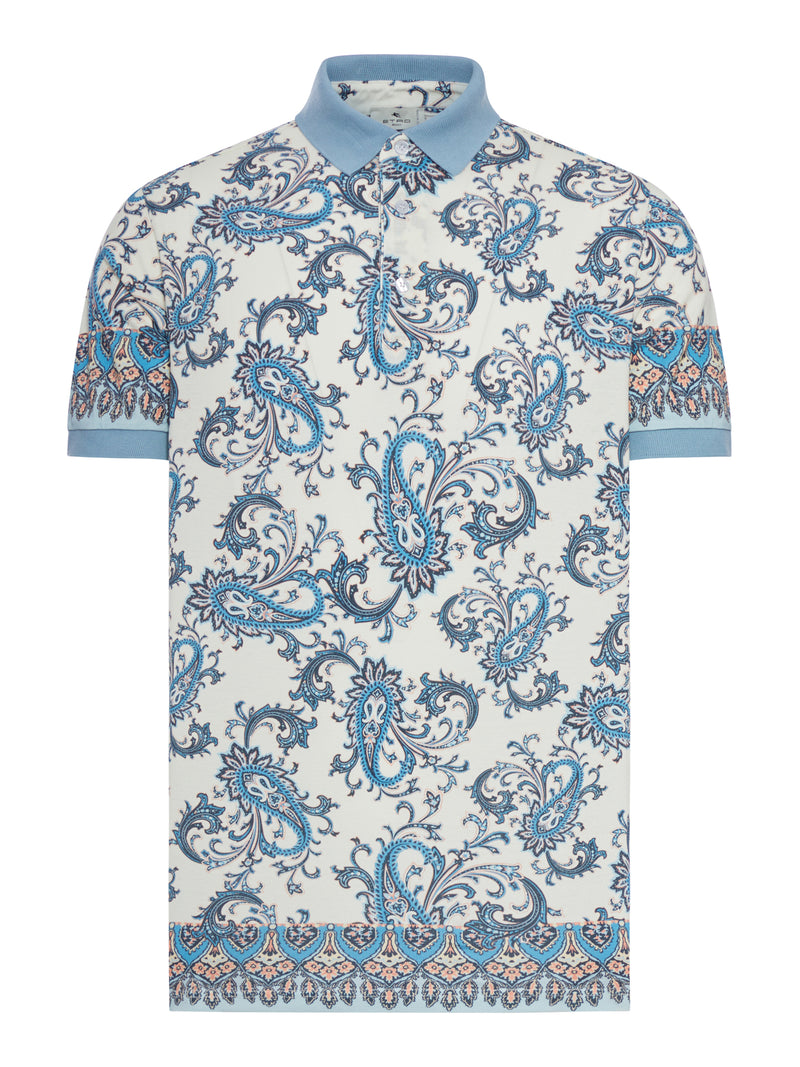 COTTON POLO SHIRT WITH PLACED PRINT