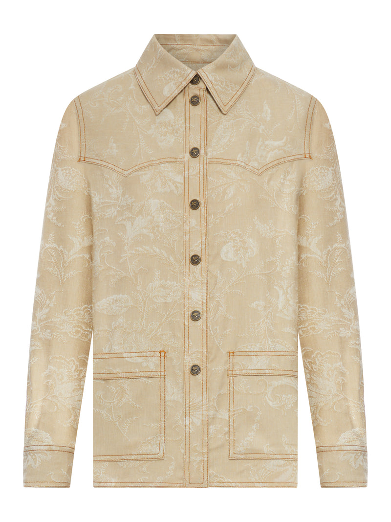 JACQUARD OVERSHIRT WITH TONE-ON-TONE FLORAL PATTERN