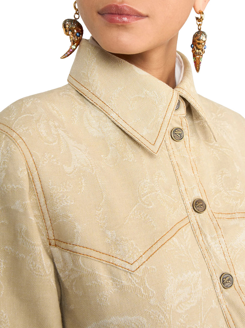 JACQUARD OVERSHIRT WITH TONE-ON-TONE FLORAL PATTERN