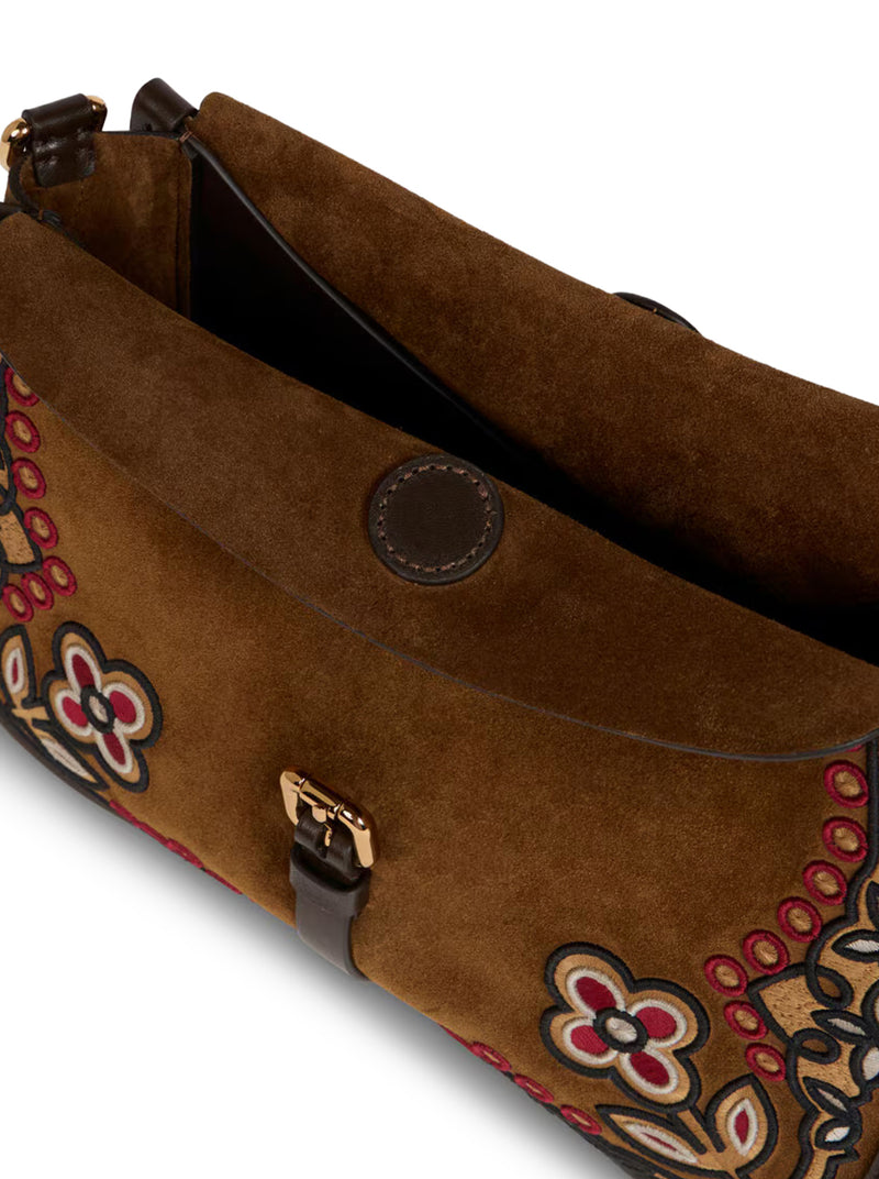 MEDIUM PONY BAG IN SUEDE WITH EMBROIDERY