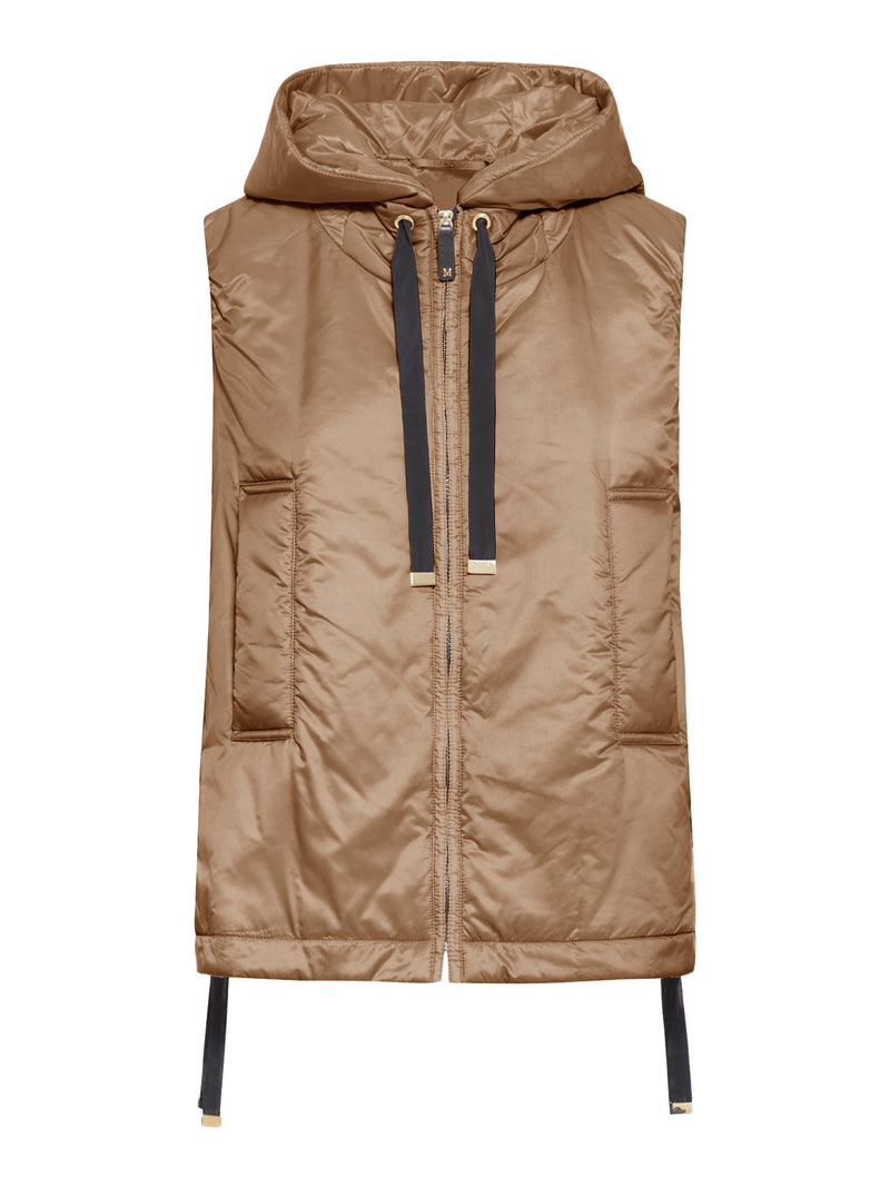PADDED VEST WITH HOOD IN WATERPROOF CANVAS