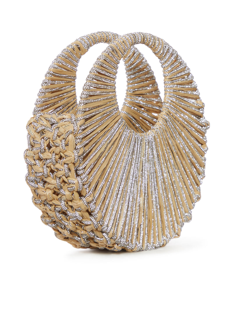 JAYA JEWEL BAG IN RAFFIA AND CRYSTALS