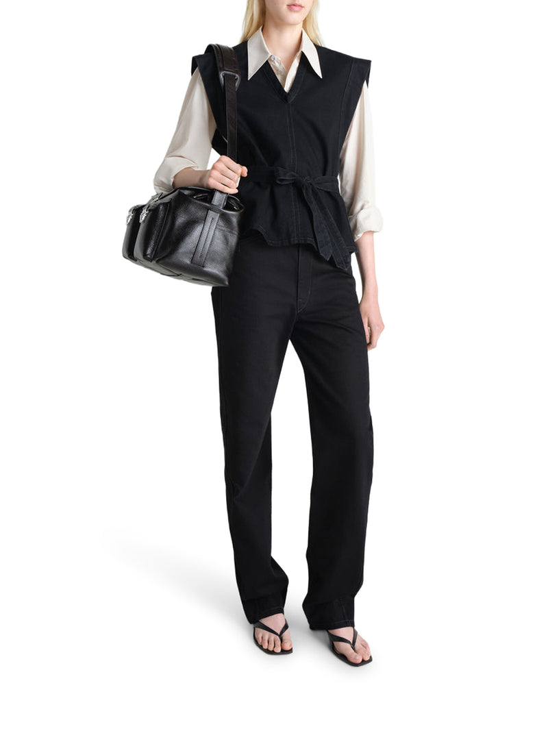 DENIM TOP WITH WAIST BELT