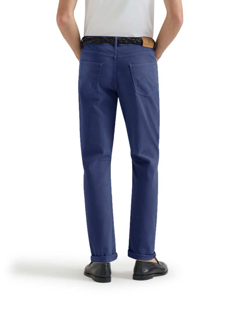 FIVE-POCKET GARMENT-DYED DENIM TROUSERS