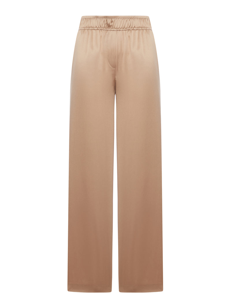 STRETCH SILK SATIN TRACK PANTS