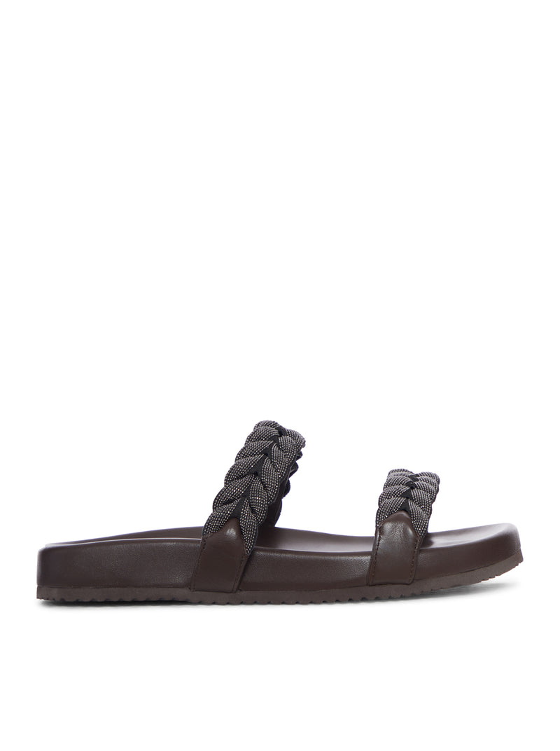 LEATHER SANDALS WITH PRECIOUS BRAIDED STRAPS