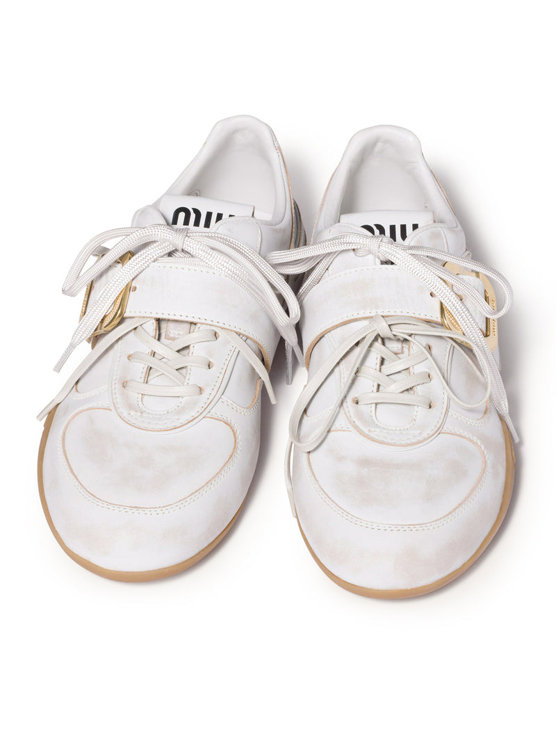 GYMNASIUM LEATHER SNEAKERS WITH BUCKLE