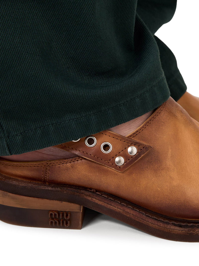 LEATHER FOULE SABOT