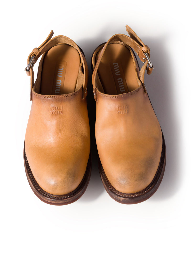 LEATHER FOULE SABOT