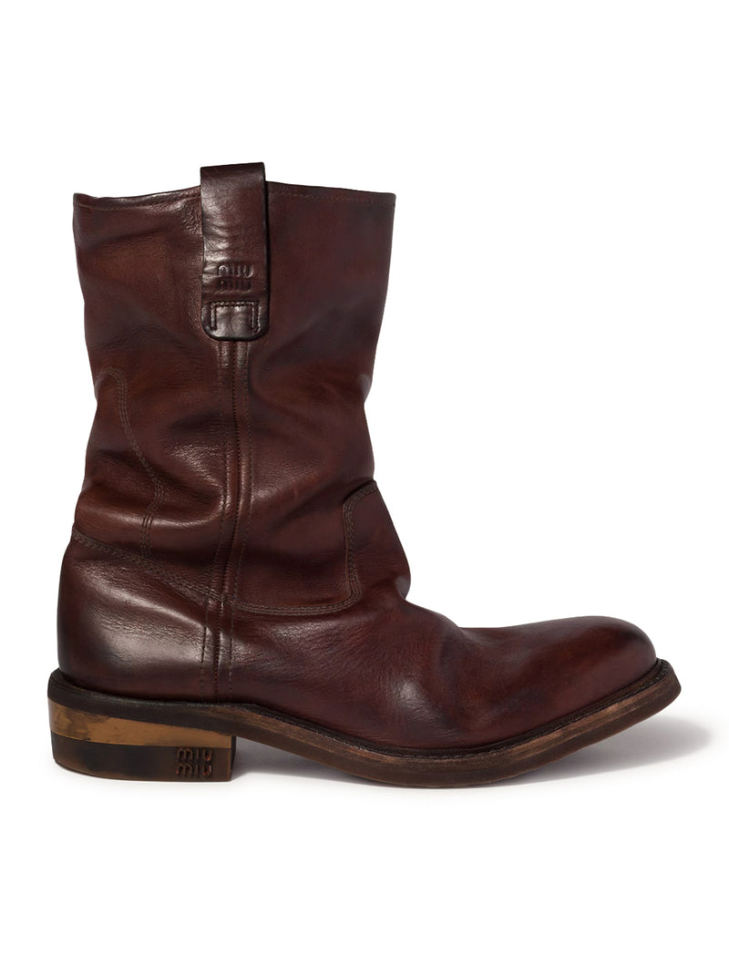FOULE CALF LEATHER ANKLE BOOTS