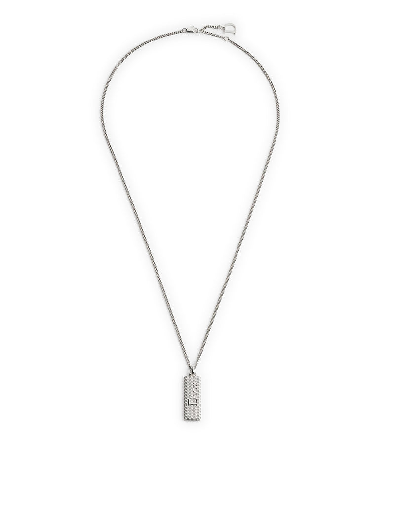 DIOR GUILLOCHÉ PLATE PENDANT NECKLACE