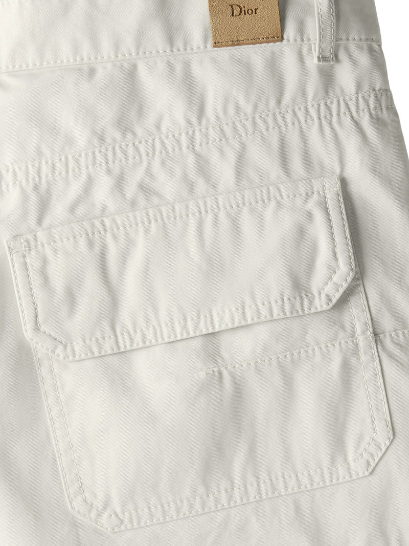 WHITE COTTON TWILL CARGO BERMUDA SHORTS