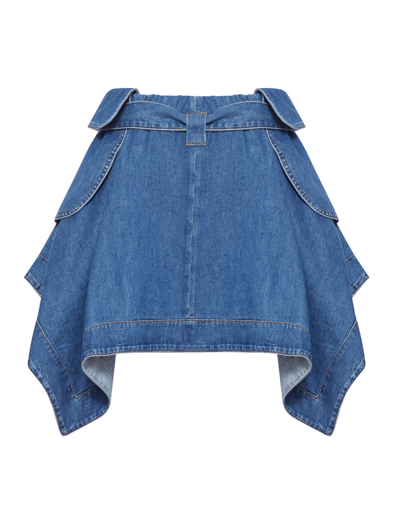 ASYMMETRIC DENIM CARGO SKIRT