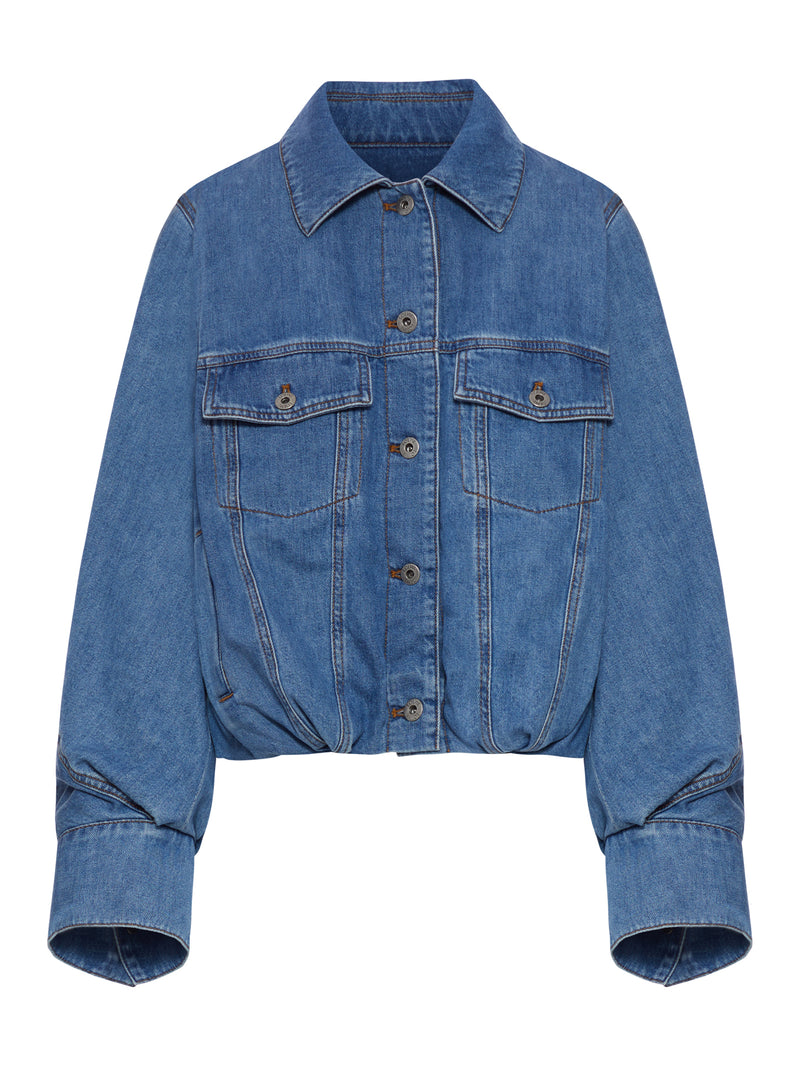 CROPPED DENIM JACKET WITH WIDE SLEEVES