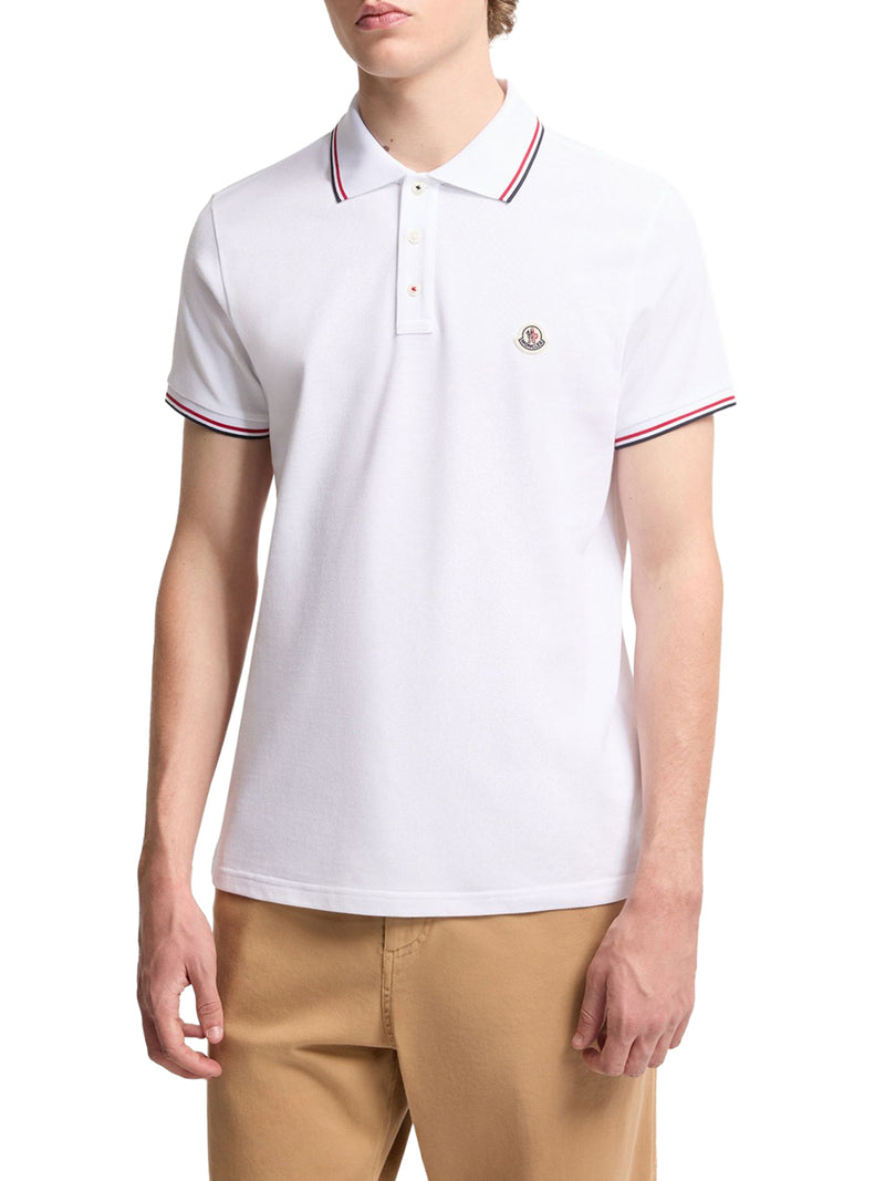 COTTON PIQUET POLO SHIRT WITH TRICOLOR TRIM
