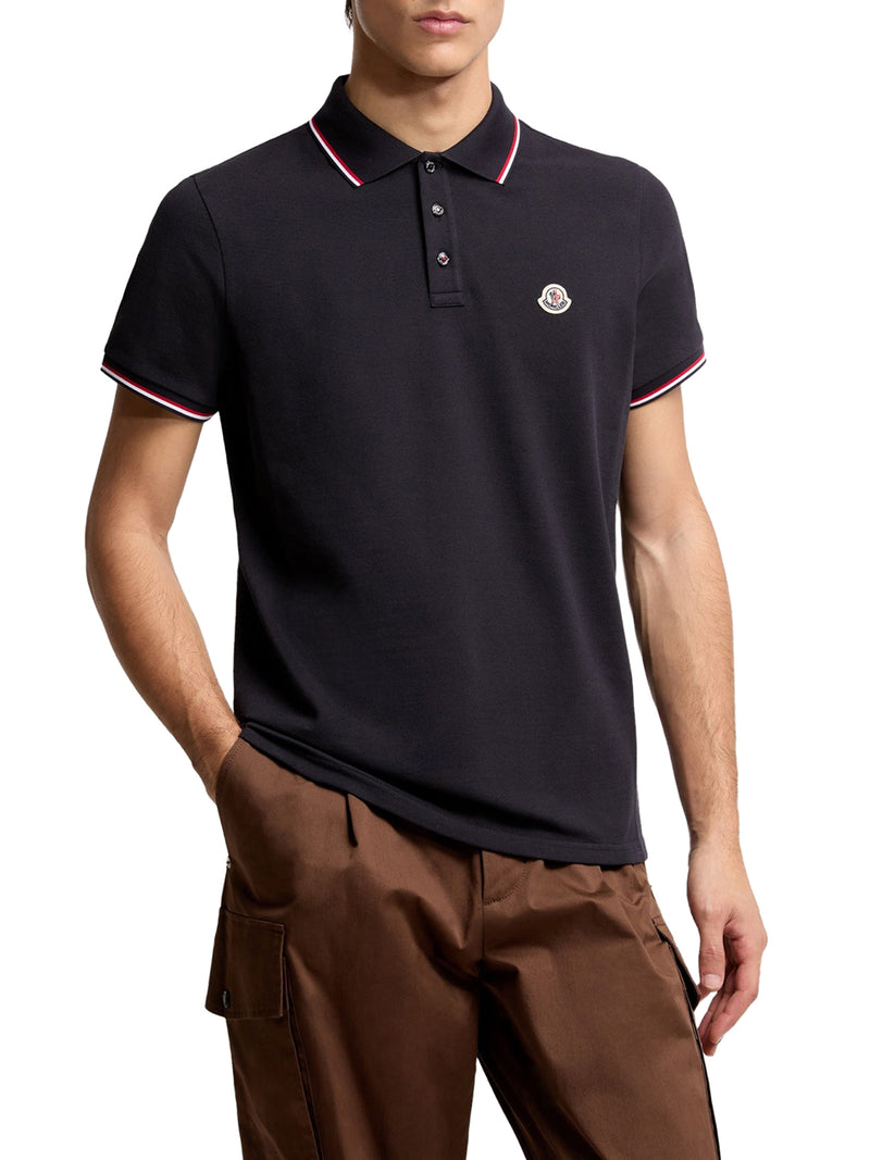 COTTON PIQUET POLO SHIRT WITH TRICOLOR TRIM
