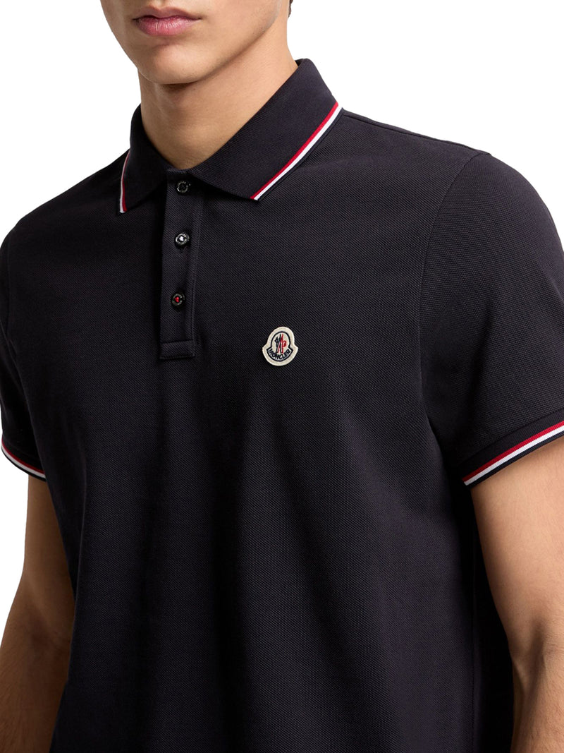 COTTON PIQUET POLO SHIRT WITH TRICOLOR TRIM