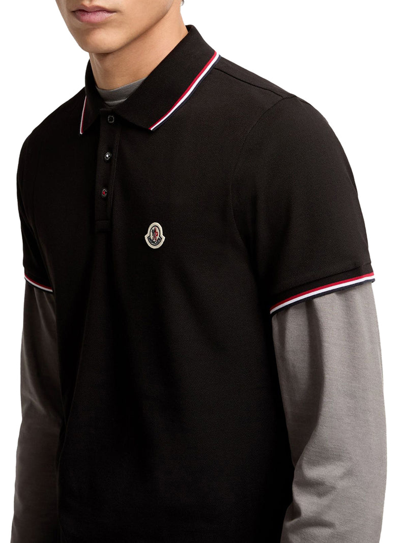 COTTON PIQUET POLO SHIRT WITH TRICOLOR TRIM