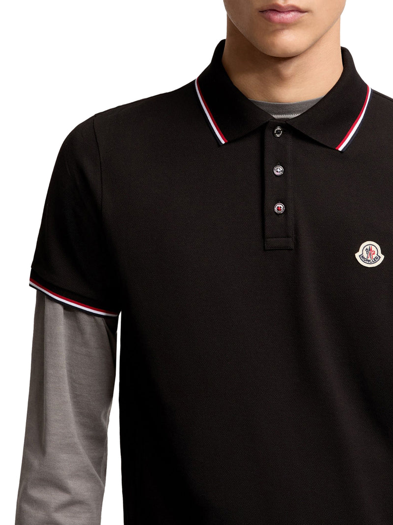 COTTON PIQUET POLO SHIRT WITH TRICOLOR TRIM