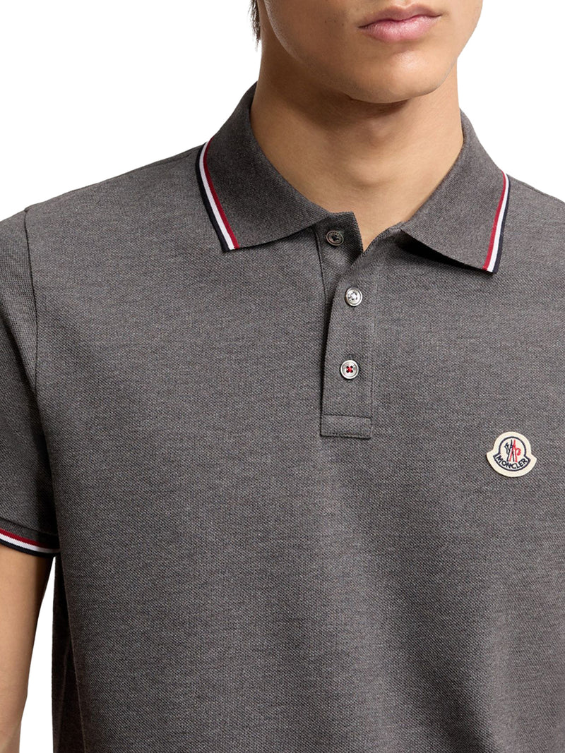 COTTON PIQUET POLO SHIRT WITH TRICOLOR TRIM