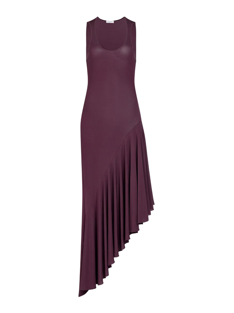 ASYMMETRICAL FLUID JERSEY DRESS
