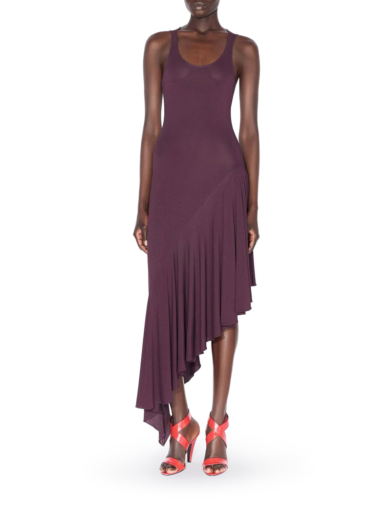 ASYMMETRICAL FLUID JERSEY DRESS