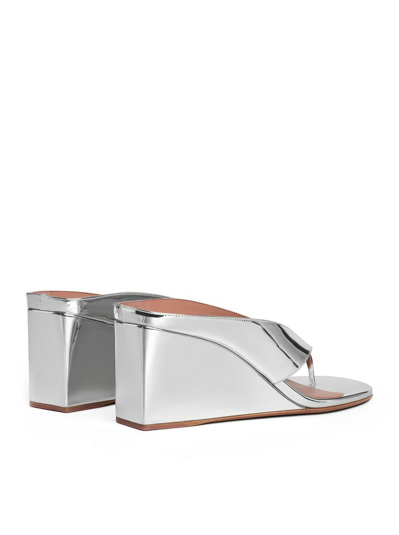 CUBE FLIP-FLOPS IN SHINY LEATHER WITH A MIRROR EFFECT