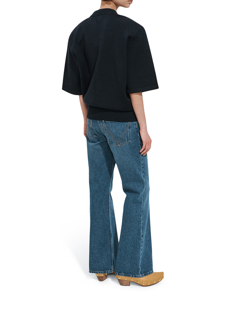 MEDIUM INDIGO WASH FLARED JEANS