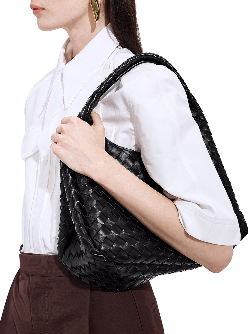 WOVEN LEATHER BELL BAG