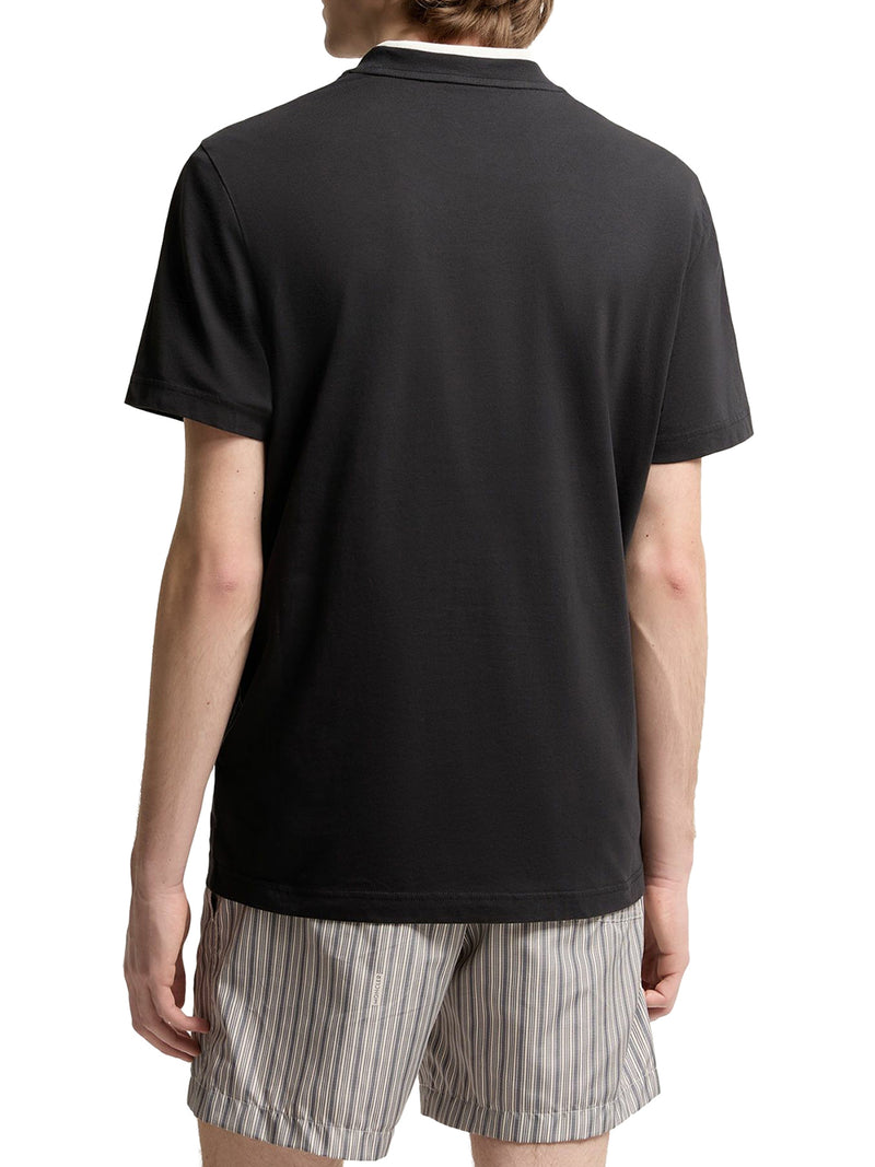 NAVY BLUE COTTON T-SHIRT WITH EMBROIDERED TRICOLOR LOGO