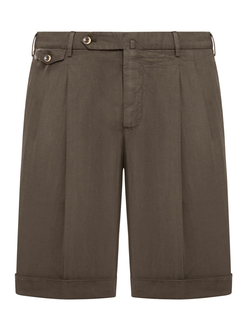 LINEN BLEND BERMUDA SHORTS