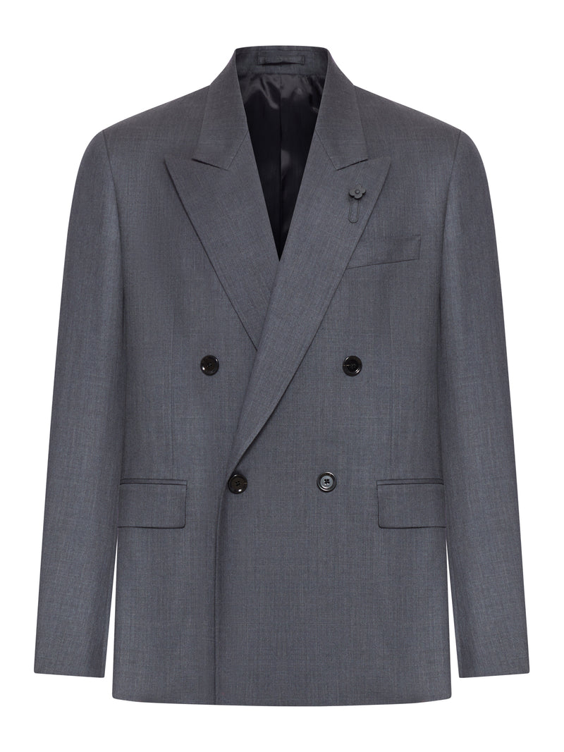 TAILORED DOUBLE-BREASTED BLAZER IN WOOL AND SILK BLEND