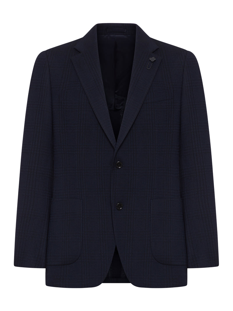 SINGLE-BREASTED TAILORED JACKET IN CHECK FABRIC