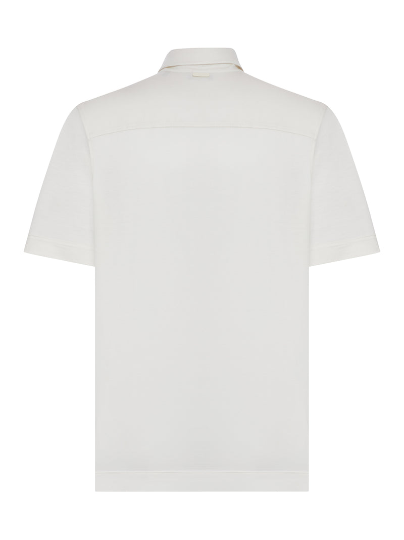 SILK AND COTTON KNITTED POLO SHIRT