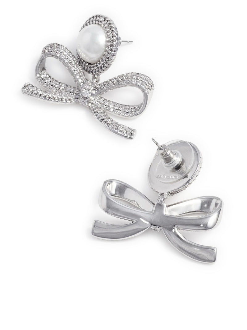 PEARL BOW DANGLE EARRINGS