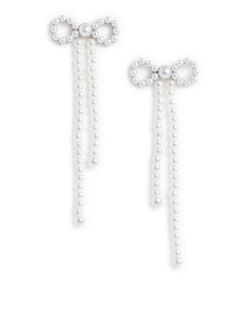 PEARL BOW DANGLING EARRINGS