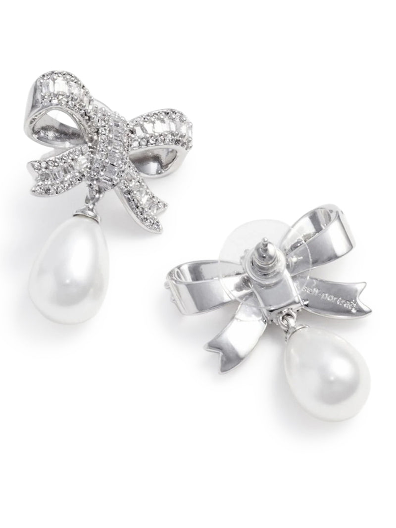 PEARL DROP EARRINGS WITH CRYSTAL BOW